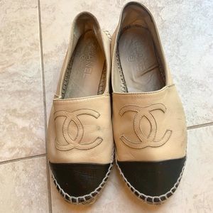 Used Chanel espadrille lambskin slides (Size 36)